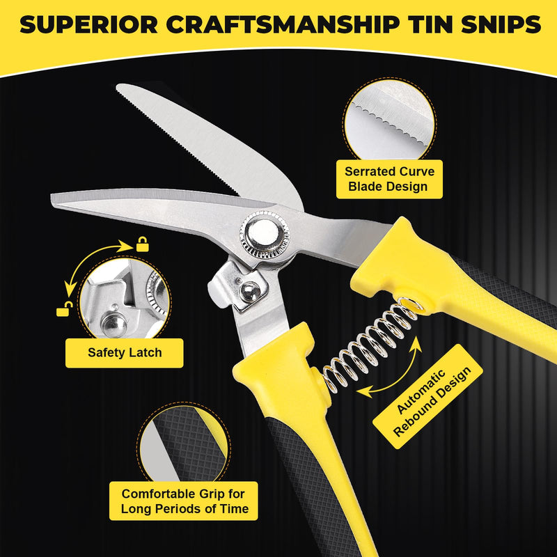 Tin Snips for Cutting Metal Sheet, Upgrade Heavy Duty Aviation Tin Snips with Sharp Stainless Steel Blade, Professional 8IN Straight Cut Metal Snips for Sheet Metal, Aluminum, Cardboard, Cable