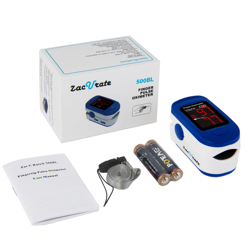 Zacurate 500BL Fingertip Pulse Oximeter and iF100B Touchless Forehead Thermometer Bundle