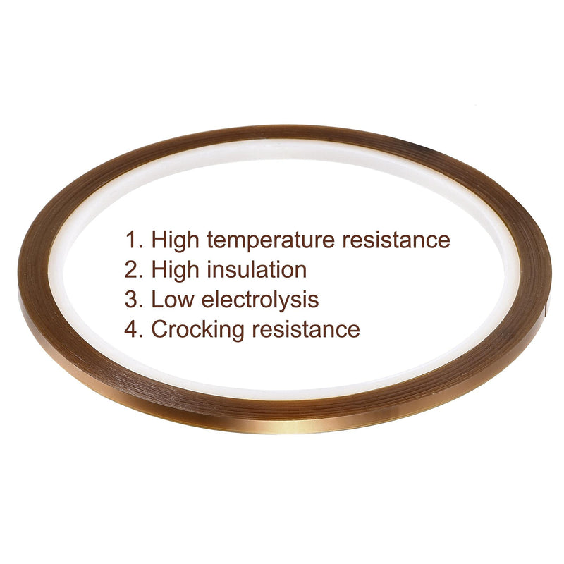 uxcell High Temperature Tape 1/8 Inch x 32ft Heat Resistant Sublimation Polyimide Tape for Protecting Circuit Board 250C to 300C - NewNest Australia