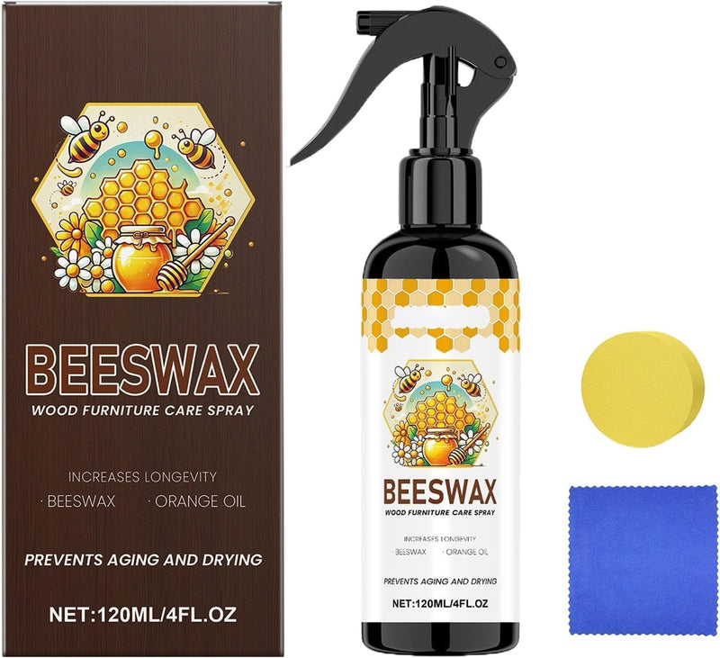 Beeswax Spray Furniture Polish Spray, Natural Micro-Molecularized Beeswax Spray Cleaner with Sponge & Towel for Wood Furniture, Restores Shine and Protects Surfaces - NewNest Australia