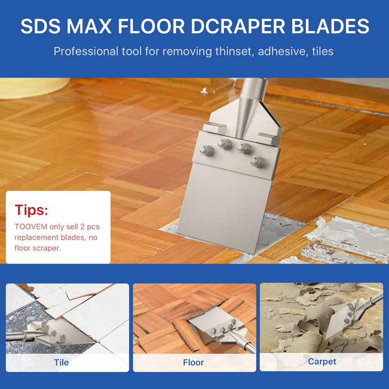TOOVEM 2 PCS Replacement Floor Scraper Blades for SDS Max Floor Scraper 6in Floor