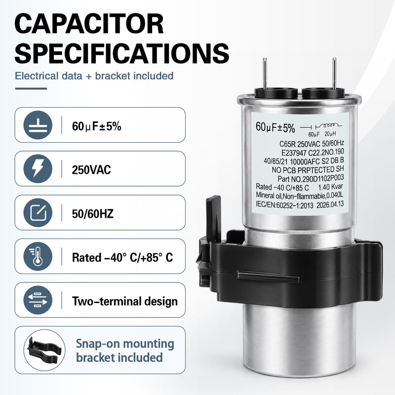 WH12X27614 W290D1102P003 Washer Start Capacitor and Bracket Kit, Compatible with ge, hotpoint etc washers (Some Models), Replace WH12X29017, 290d1102p002, WH12X24103, WH16X24102, WH13X28838, etc
