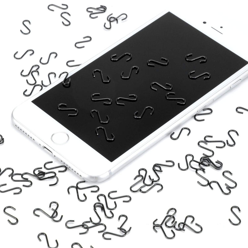 100 Pieces 1/2 Inch Mini S Hooks Small S Hooks Stainless Steel S Shaped Hooks for Crafts, Jewelry and Hanging (Black) Black 100