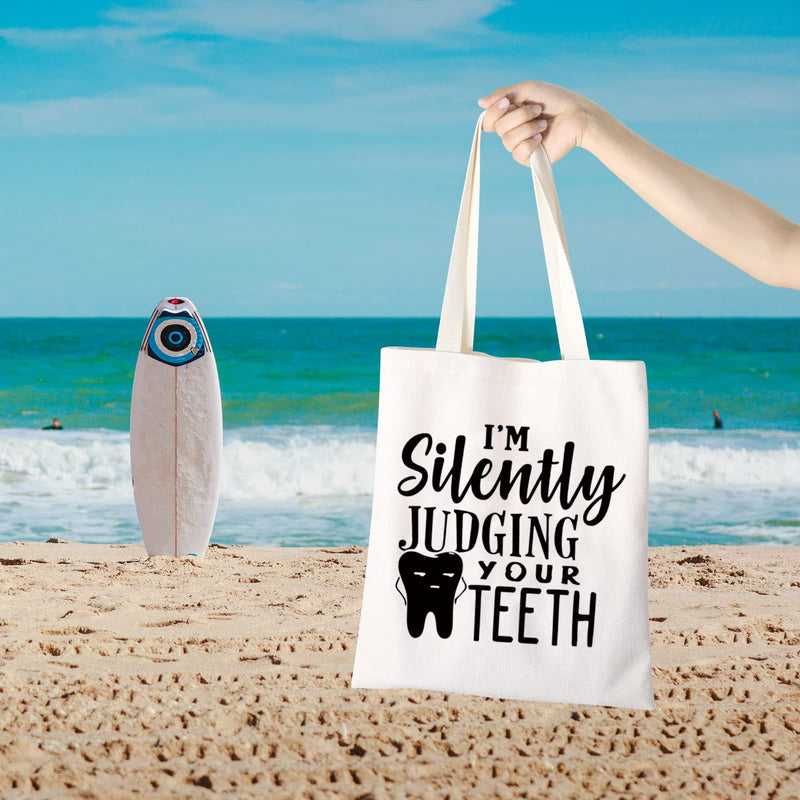 Dentist Gift Dental Hygienist Gift Dental Assistant Gift I’m Silently Judging Your Teeth Dental Graduation Bag Judging Your Teeth Tote