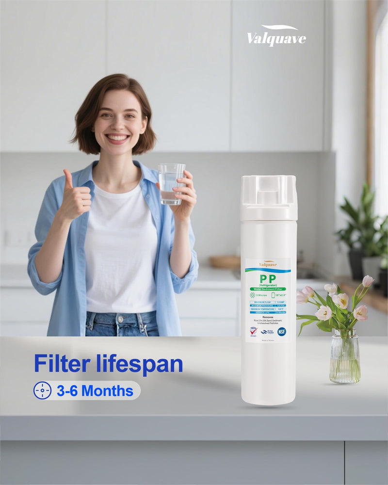 Under Sink Water Filtration System, NSF Certified 10 x 2.5 Inch PP Sediment Filter Cartridge, 5 Micron, Lead-Free, BPA-Free Heavy Duty with 1/2 Inch FNPT Inlet/Outlet