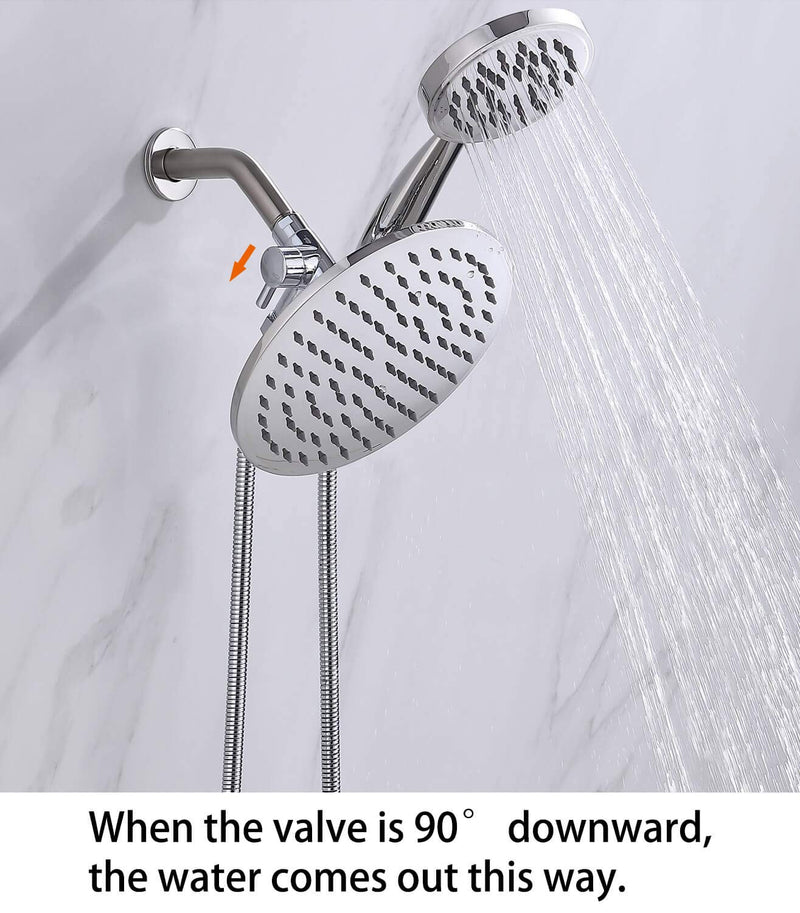 G-Promise Solid Metal Shower Arm Diverter with Holder for Hand Held Showerhead and Fixed Spray Head, G 1/2 3-Way Bathroom Universal Diverter System Replacement Part (Polished Chrome) Polished Chrome