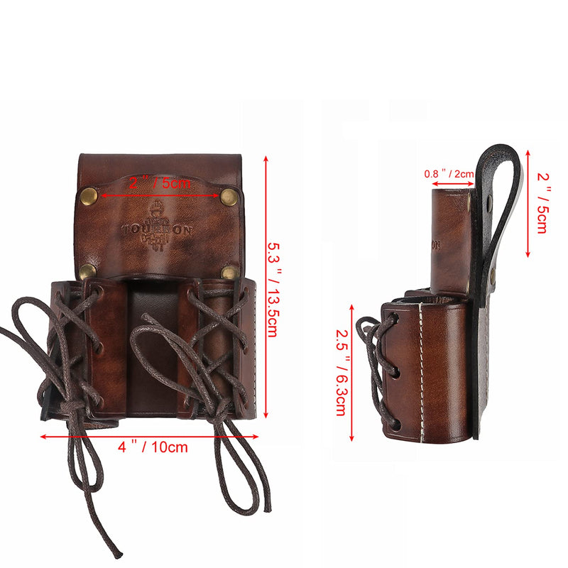 TOURBON Leather Tool Organizer Bull Pin Holster Wrench Hammer Holder Brown