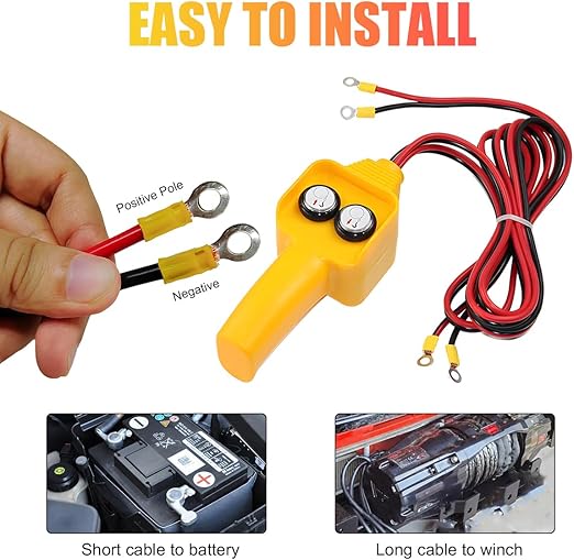 RUGCEL WINCH Winch Hand Control Assembly for Rated Pulling 1500lbs to 5000lbs 12V Electric Winch, Winch Hand-held Control Replacement (Yellow) Yellow