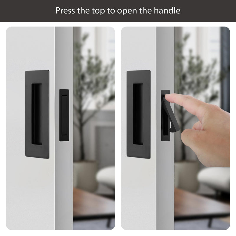 Malimali Pocket Door Pull and Edge Pull Set, Stainless Steel Pocket Door Hardware Recessed Pocket Door Handle Sliding Door Pulls Finger Flush Pull (Matte Black, 3 Pack) Matte Black Set