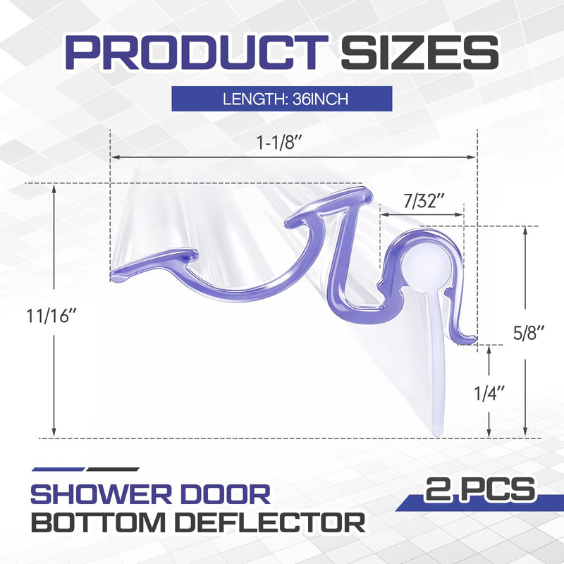 Hicarer 2 Pcs 36" Framed Shower Door Replacement Drip Rail with Vinyl Sweep, PVC Shower Glazing Spline Adapter Slot Width Is 7/32" Door Sweep Replacement Are Used to Block Water
