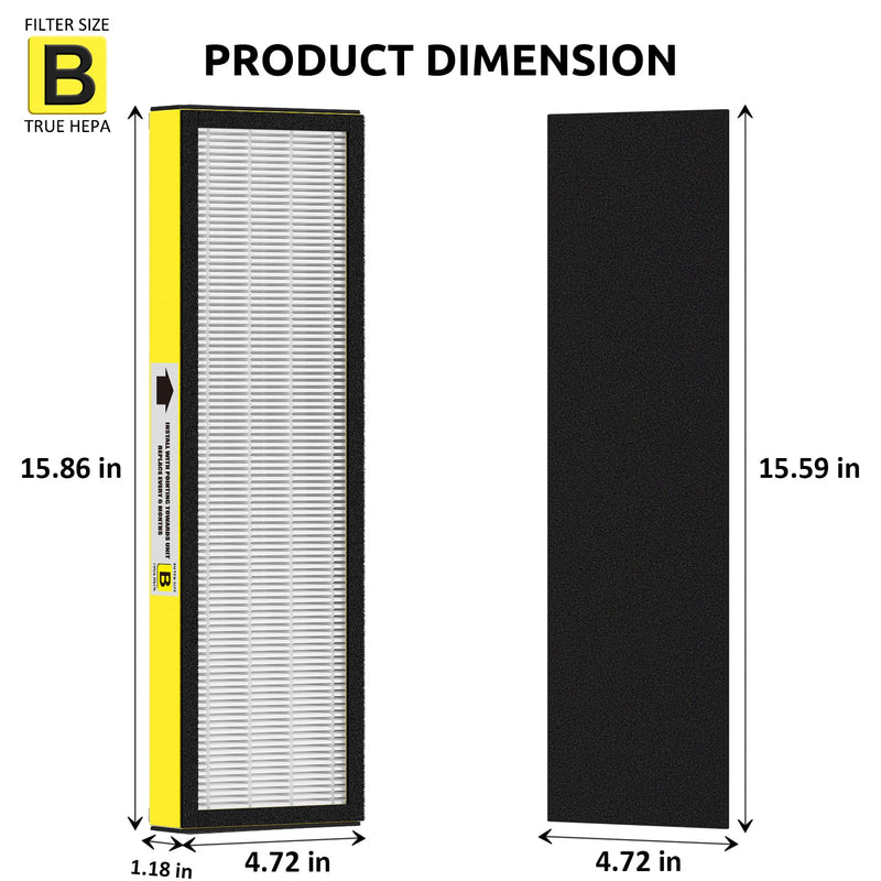 FLT4825 HEPA Filter B Replacement for Guardian Air Purifiers AC4825 AC4825E 3 HEPA & 9 Carbon Filters