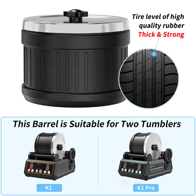 Rock Tumbler Rubber Barrel Extra Large Capacity 2.5 Lbs, Replacement Rubber Barrel K1 & K1 Pro Rock Tumblers