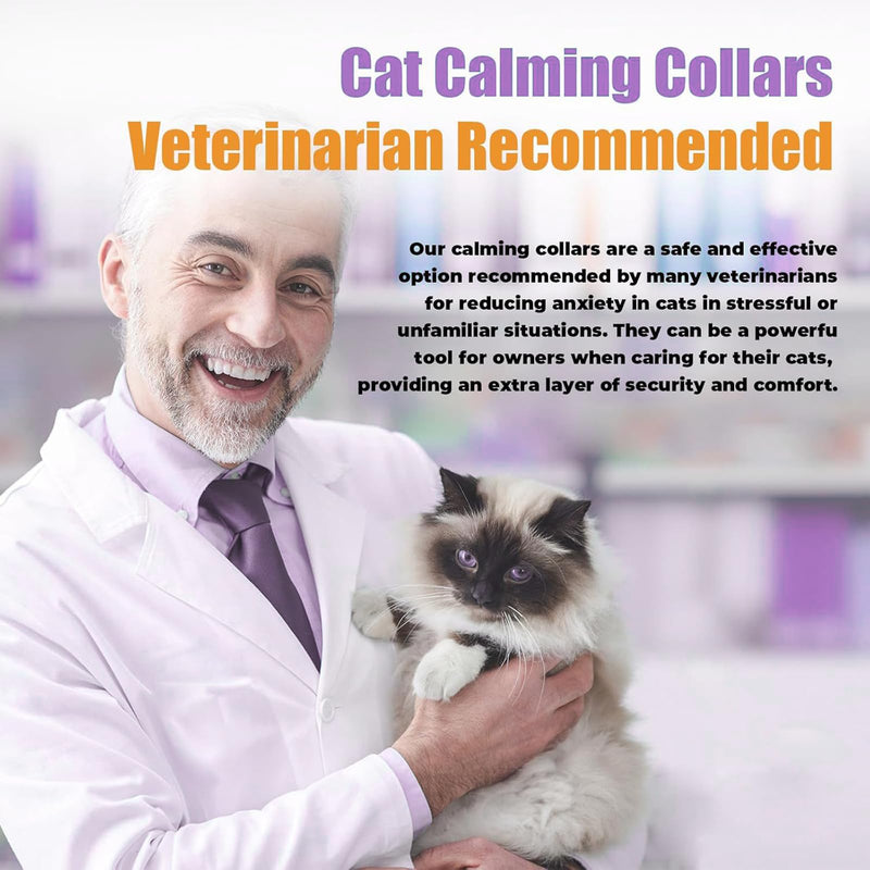 6 Pcs Calming Collar for Cats Adjustable Pheromones Relaxing 180-day Lasting Effect Cat Calming Collar with 2 Gold Pendant for Reduces Stress Anxiety, up to 15 Inches(Purple, Black)