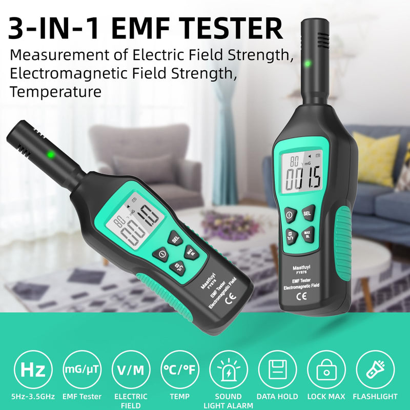 EMF Meter, EMF Detector, EMF Tester Digital LCD, Electromagnetic Radiation Detector for Outdoor, Home, Office, Ghost Hunting, Audible Alert, Indicator Lights [ FY876 ]