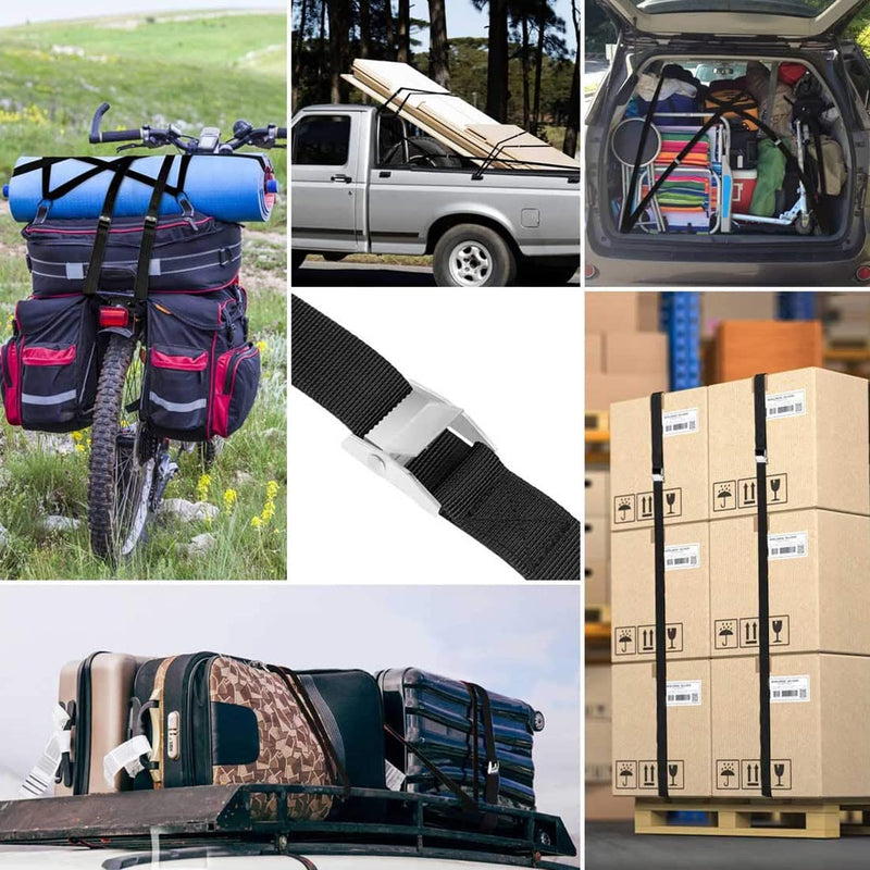 TuTuYa Lashing Straps, 6PK 2.1Ft x 0.98In (65x2.5cm) Tie Down Straps Black Heavy Duty Adjustable Retaining Short Straps Tensioning Belts with Buckle for Vans, Bicycle, Trailer, Luggage 2.1Ft Black 6PCS