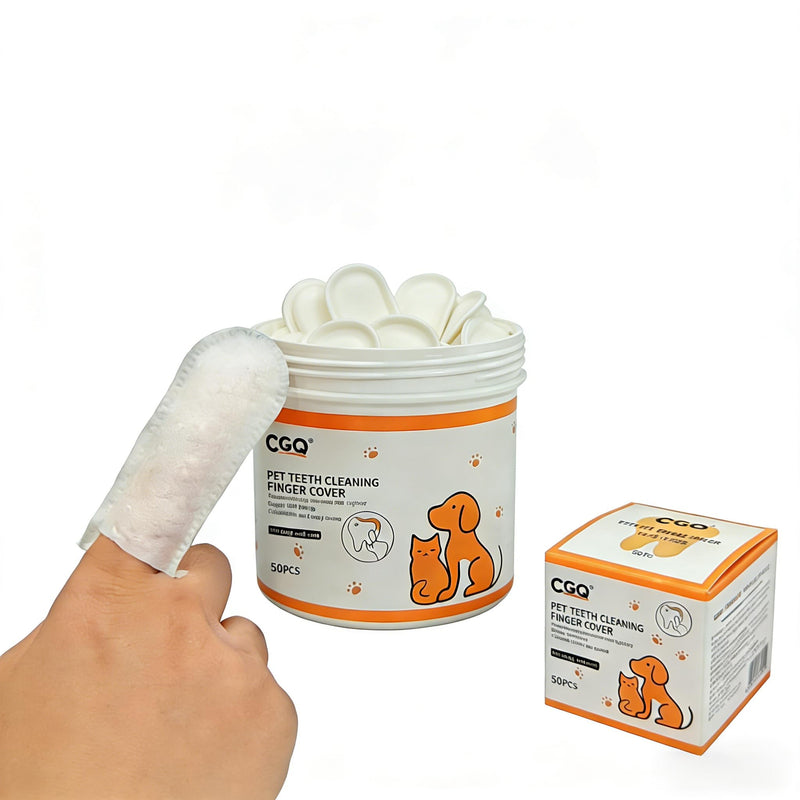 CGO Pet Teeth Cleaning Finger Wipes (50 Count) - Soft Dental Finger Covers for Dogs & Cats - Effectively Removes Plaque & Tartar, Freshens Breath - Alcohol-Free, Non-Irritating Oral Care Routine