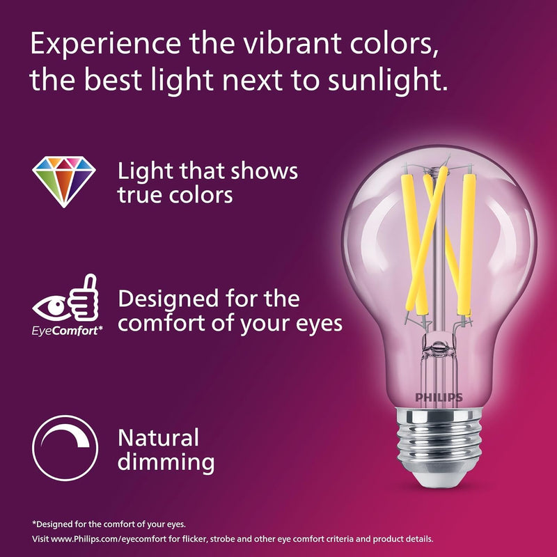 PHILIPS LED 100W A19 4-Pack Ultra Definition Daylight (5000K) 1500 Lumen (11.5W = 100W) Dimmable Clear Flicker-Free Light Bulbs Daylight (5000k) 8 Pack