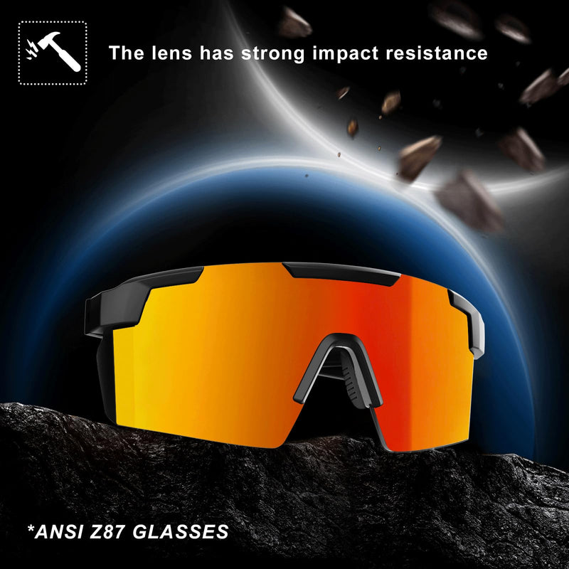MAXJULI XL Z87 Sunglasses for Big Wide Heads Men TR90 Ultralight UV400 Protection Glasses Z8225 Black/Red