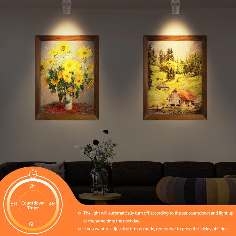 3W Uplighting Indoor LED Spot Lights Indoor with Timer 3000K/4000K/5000K Floor Spotlight Indoor Uplights Dimmable Plug in Up Lights Indoor Spotlight for Plants Picture Artwork, 2 Pack