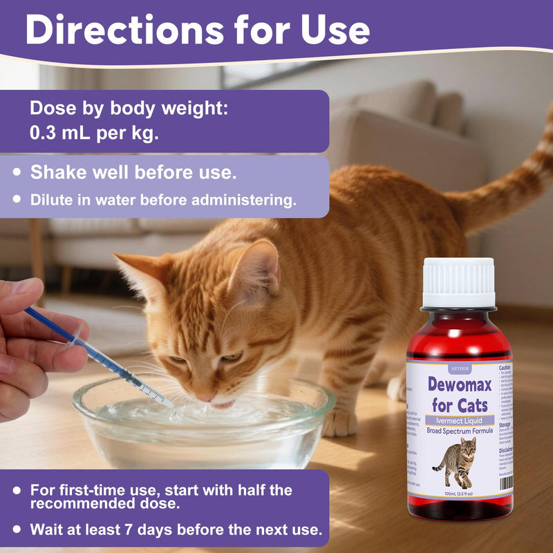 AETHER lvermect for Cat, Digestive & Gut Health Liquid, Broad Spectrum Formula for Cats & Kittens, Internal Balance Daily Wellness Support, Easy to Feed Liquid Supplement