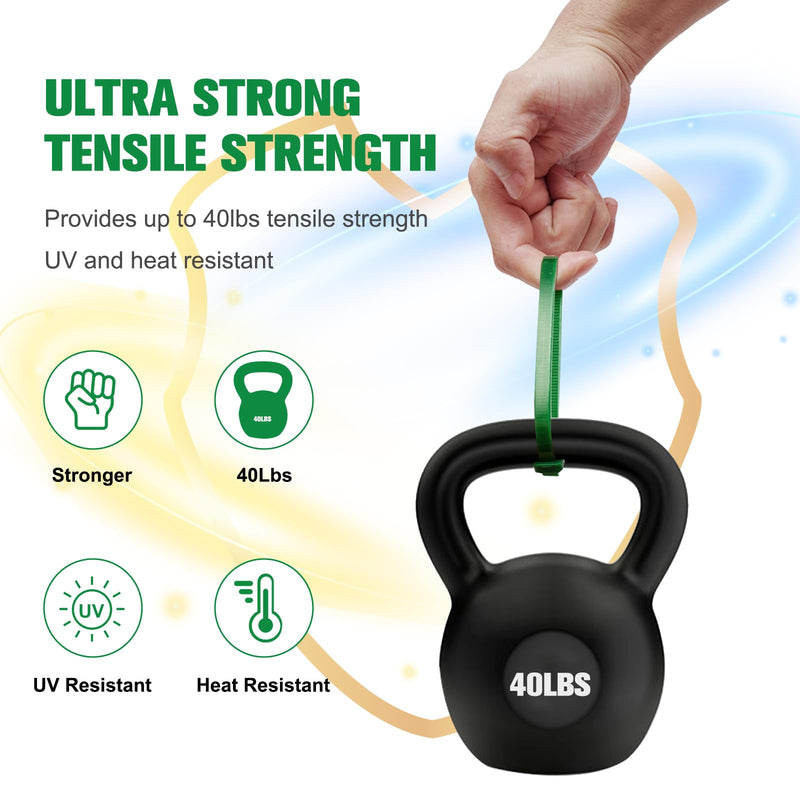 200PCS Nylon Zip Ties - 8 Inch Green,Multi-Purpose Self Locking Cable Ties， Ultra Strong Plastic Wire Ties with 40 Pounds Tensile Strength