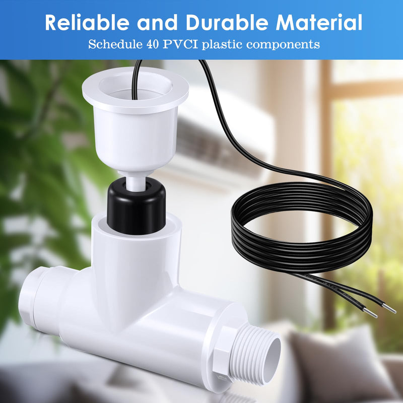 1 Pack SS1 Condensate Overflow Switch, SS1 Float Switch T Shape with 3/4 Inch Adaptor and 6FT Wire, HVAC Overflow Shut Off Float Switch for HVAC System, Detect Condensate Overflow 1