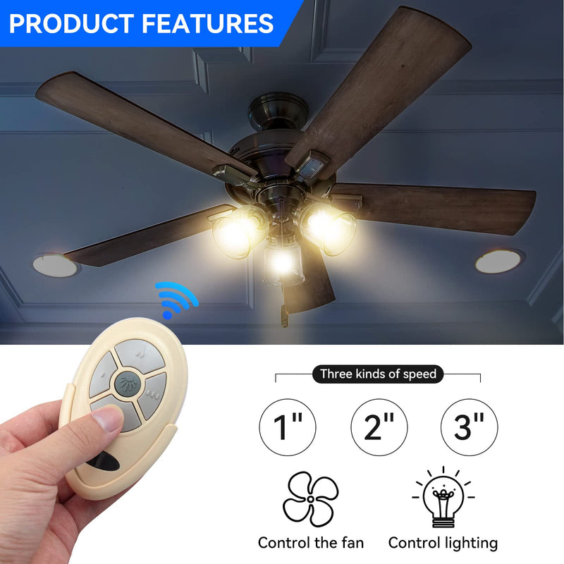 35T1 Ceiling Fan Remote Control Replacement for Harbor Breeze Allen Roth, 303.9MHz, 3-Speed, Light Dimmer, Learn Key, Replace FAN-11T FAN-53T FAN-HD L3HFAN35T FAN-35T L3HFAN35T1 FAN-35T1 (Remote Only) 35T Remote