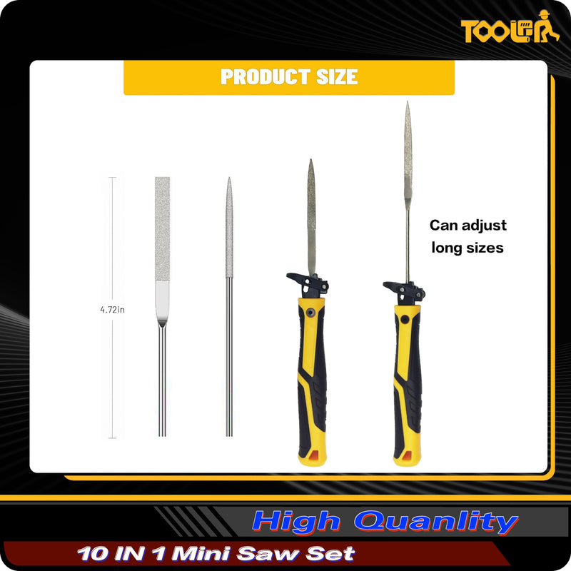 10-In-1 Model Craft Hand Saw & File Set. DIY Mini Razor Saw&File Kit for Handcrafted, Modeling, Plastic, and Other Fine Cutting, Reliable Blade Quick Change Mechanism.