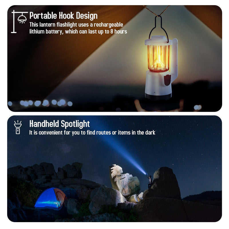 Rechargeable Flashlight Lantern 2-in-1 LED Handheld Flashlight with Lantern and Spotlight Modes - Perfect for Power Outages, Camping, Hiking, Emergency, and Home Use 1