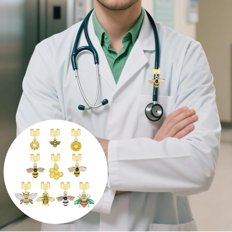 10 Pcs Stethoscope Charms for Nurses Personalized Stethoscope Charm with Daisy Flower Bee Pendants Gifts for Nurse Graduates Doctor Surgeons and Medical Assistant