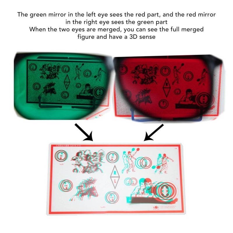 Red Green Fixed Tranaglyph, Convergence Insufficiency Eye Training Low Vision Test Chart with Glasses Eye Training Device Stereo Training Cards Visual Correction