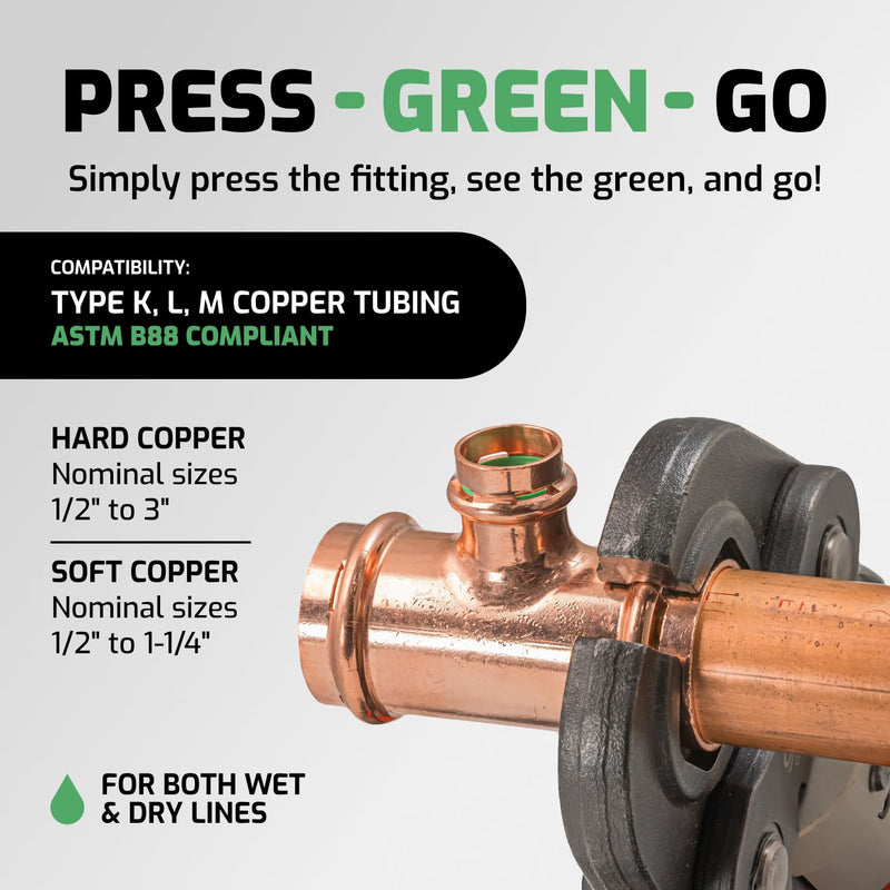 QuickFitting SurePress 1" x 3/4" x 3/4" Copper Press Tee 1 in. x 3/4 in. x 3/4 in.
