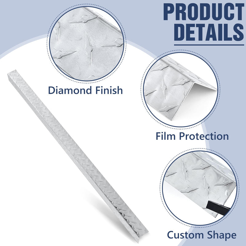 Yaocom 1.97" x 1.97" x 47.3" Aluminum Diamond Plate Angle, 16 Gauge 063 Inch Metal Wall Corner Protector for Edge Guard