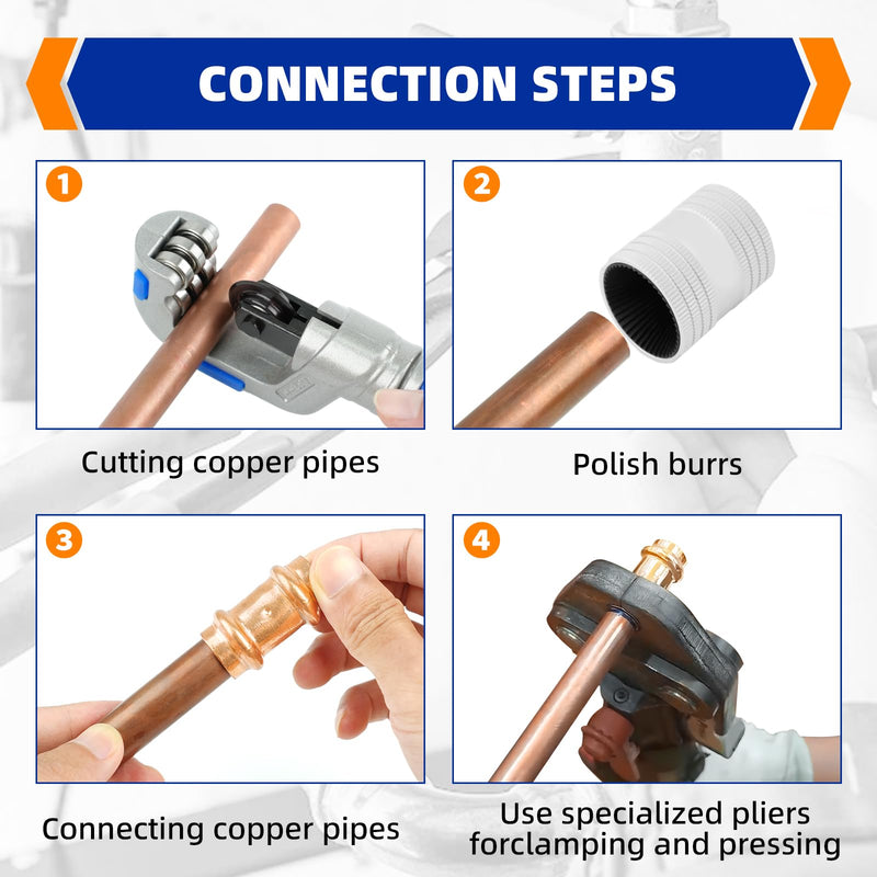 (Znkiok 5 Pack)3/4" Press Copper Fittings Zero Lead, 3/4 Inch Press Extended Coupling No Stop For Copper Tube Connection,UPC,NSF/ANSI61 Certified. 3/4"Press Extended Coupling NO Stop-5Pack