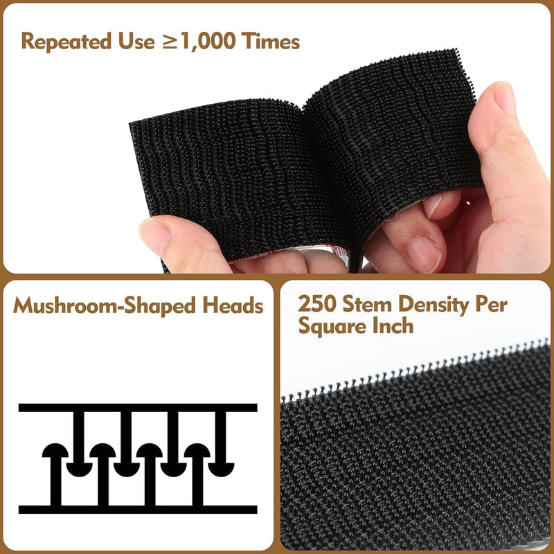 Dual Lock SJ3550 1/2"x 1" 6PCS Black Reclosable Fastener Heavy Duty Interlocking Tape Mushroom Shaped Sticky Hook Lock Mounting Tape for EZ Pass Holder Indoor Outdoor Use 1/2"x 1" 6