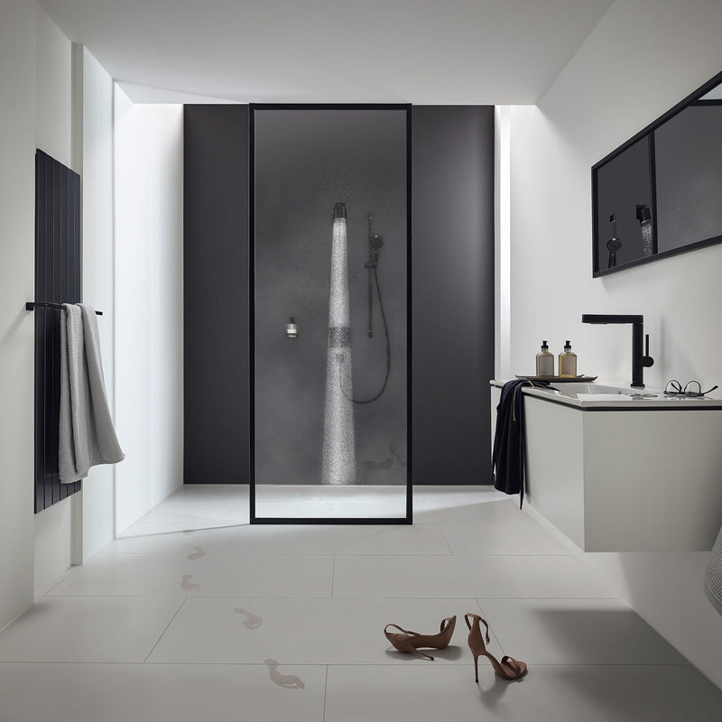 hansgrohe Pulsify S 4-inch Modern Showerhead 1-Spray PowderRain with QuickClean in Matte Black, 24131671, 2.5 GPM