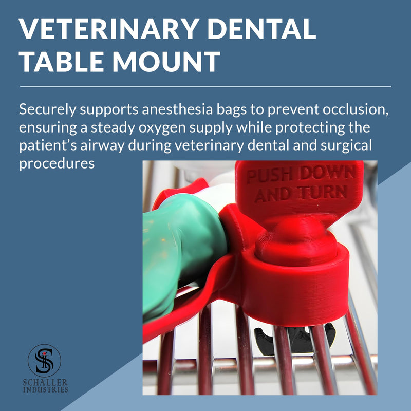 Schaller Industries Veterinary Dental Table Mount Fits Jackson Rees Non-Rebreathing Circuits-Anesthesia Bag Holder with Quick Clamp for Vet Dentistry - Red for Dental Table Mount - Red