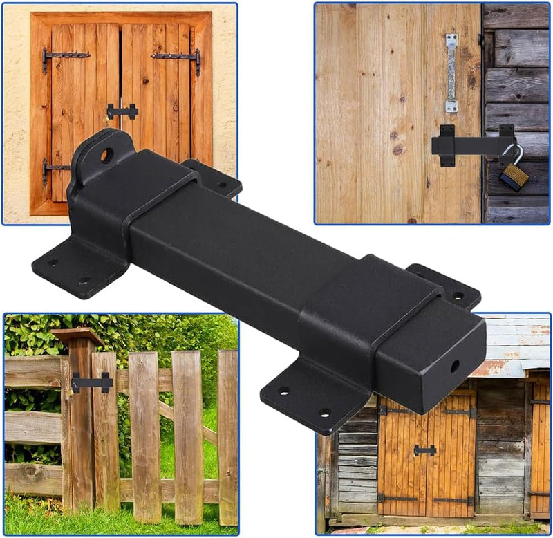 7.5" Heavy Duty Security Slide Latch Lock,with Padlock Hole Adjustable Gate Latch for Wooden Fences Barn Doors, Interior and Outdoor Door Latch,etc.