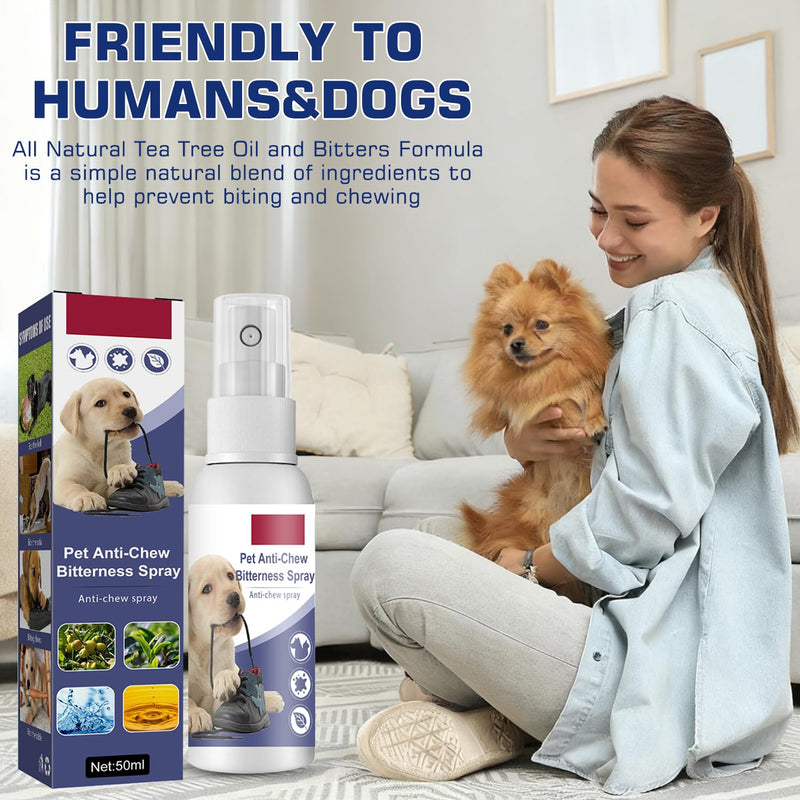 Nupec Anti-Chew Bitter Dog Spray, Natural Ingredients No Chew Spray for Dogs, No More Marking Stops Barking, Nibble, Jumping Up, Food Stealing, Anti Chew Spray for Dogs and Cats（Blue）