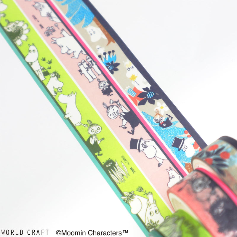 World Craft MOMT15-001 Moomin Masking Tape, 0.6 inches (15 mm) Wide, Border, Pink Border Pink