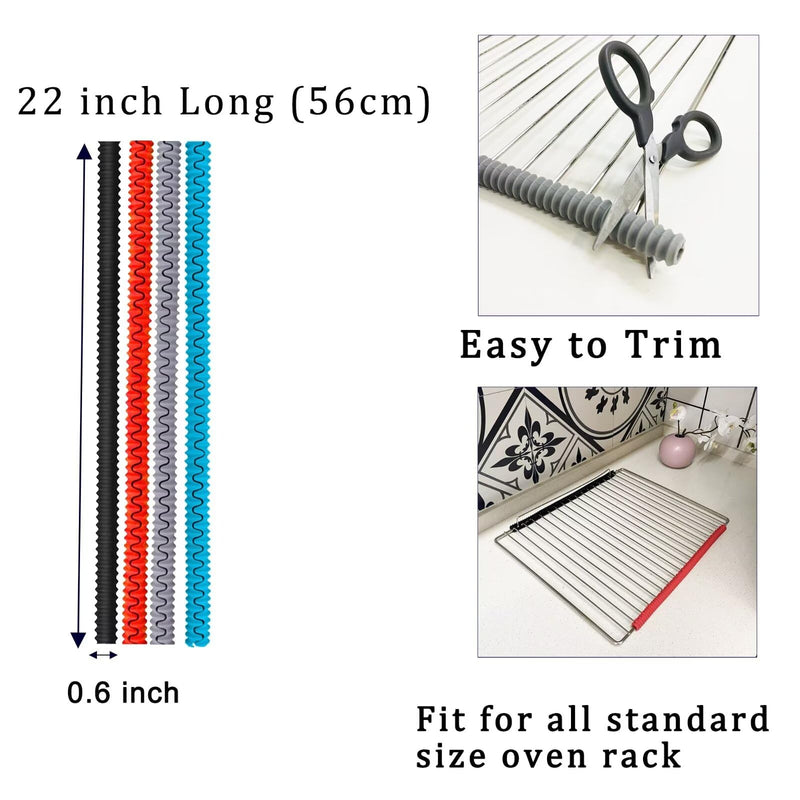 Extra Long 22 inch Silicone Oven Rack Shields Guards Oven Rack Protectors Prevents Hand and Arm Burns, Heat Resistant,Silicone, 2pcs,Red Red