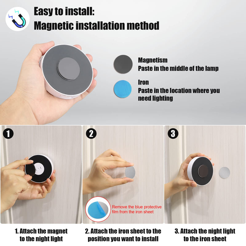 Upgraded Motion Sensor Light [8 LEDs], 3 Pack Night Light Rechargeable, 3M/120° Detection Range, 3 Modes, Closet Light, Bedroom Light, Anywhere Stair Light, Hallway Light - 6000K Cold White