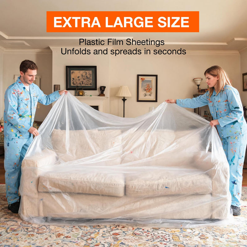 King Origin Plastic Drop Cloths 10 Pack, 9x12 Ft 9x12 Ft, 10 pcs