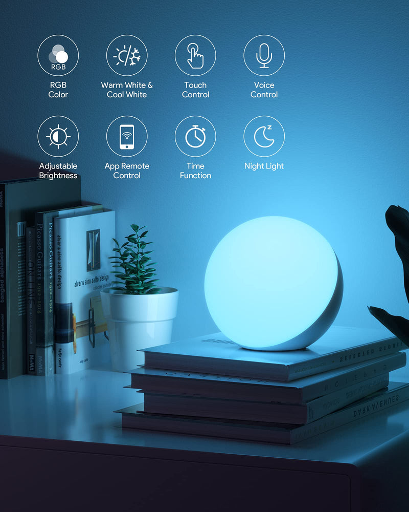 Hifree Smart Table Lamp, Dimmable Desk Lamp with App/Voice Control, LED RGB Color Changing Touch Lamp, Night Light for Bedroom Compatible with Alexa Touch + APP + Voice Control