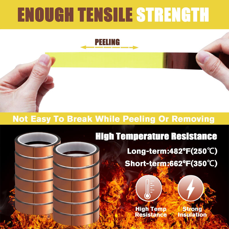 Heat Tape for Sublimation Transfer, Heat Resistant, Adhesive Transfer Tape, Thermal, No Residue, 12 Rolls 20mm x33m(108ft)