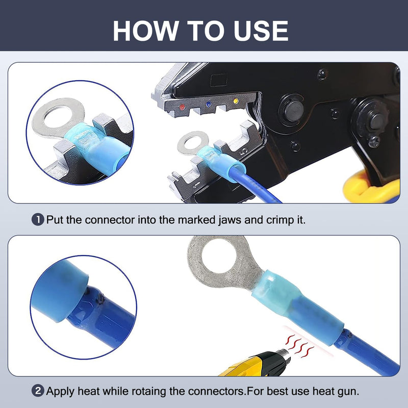 Chanzon Heat Shrink Ring Terminal 22-18, 16-14, 12-10AWG #10,1/4",5/16",3/8" Wire Connectors Kit Waterproof Marine Grade Adhesive Lined Gauge Electrical Crimp Assorted Boat Truck 1) 22-10AWG All Sizes Ring Connector