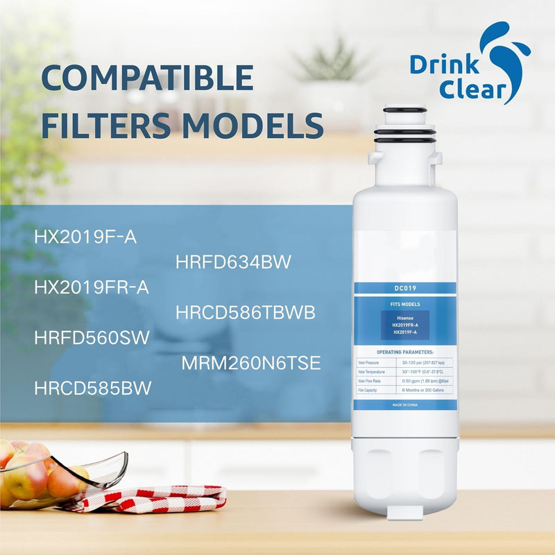 HX2019FR-A, HX2019F-A Water Replacement, Compatible With Hisense HRM260N6TSE, HRFD560SW, HRCD585BW, HRCD650BW, HRFD634BW, HRCD586TBWB and Mora MRM260N6TSE, 3 PCS