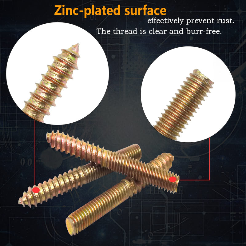 10Pcs Hanger Bolts Double Headed Bolts Kit,with (M8x1.25mm) Hanger Bolt Driver, Hanger Bolts for Wood Furniture(M8x50mm) M8x50mm