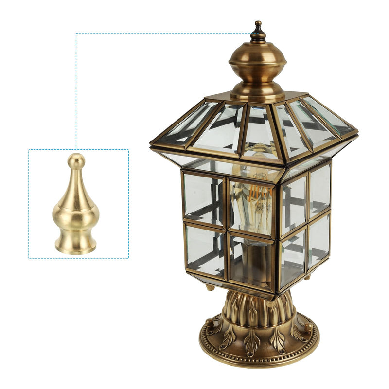 PATIKIL 1.8" Tall Brass Lamp Finials Cap Knob, 1 Set Lamp Screw Holder Tapped 1/4-27 for Table and Floor Lamp Shade Decorations