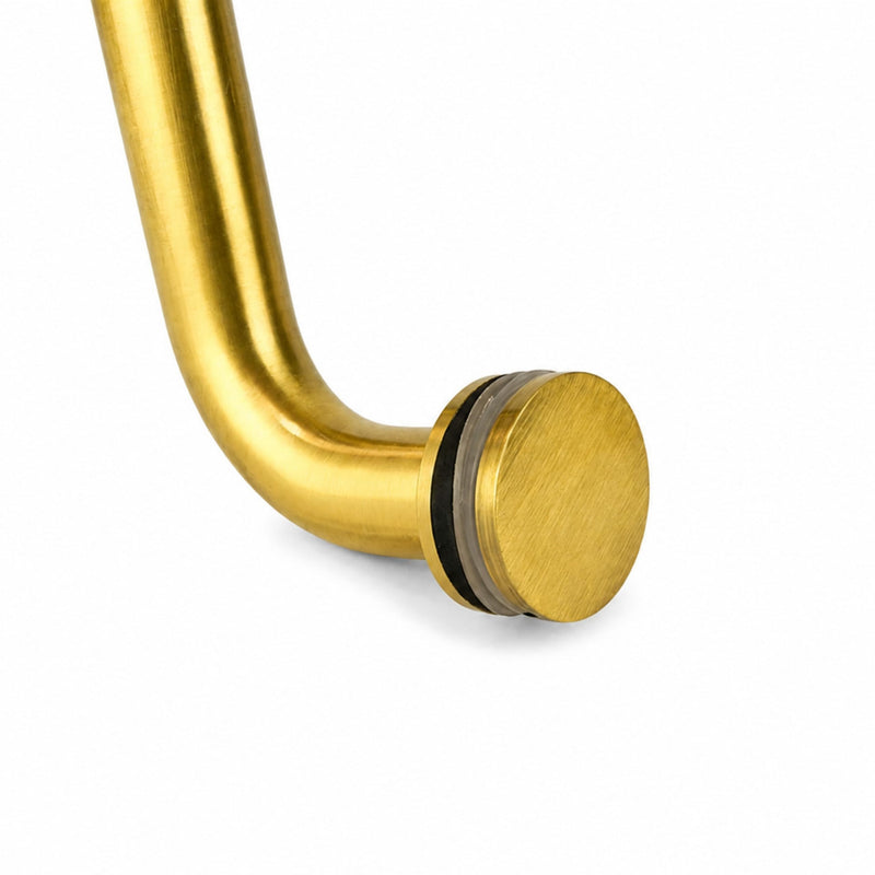 18-Inch Satin Brass Shower Door Towel Bar, Curved Tubular